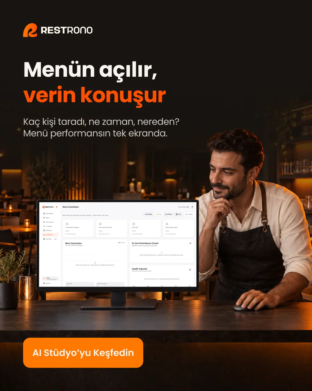 Restrono postu: Menün açılır, verin konuşur